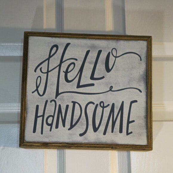 Wall Decor "Good Morning Gorgeous" & "Hello Handsome" Framed Signs 10.75"x9.75" - Picture 2 of 3
